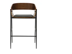 Taburetes de bar diseño madera oscura y metal negro (lote de 2) WESS