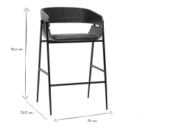 Taburetes de bar diseño madera oscura y metal negro (lote de 2) WESS