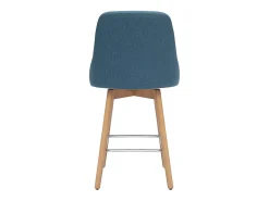 Taburetes de bar escandinavos giratorios 360° en tela azul pato y madera de haya maciza H65 cm (juego de 2) HASTA