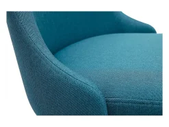 Taburetes de bar escandinavos giratorios 360° en tela azul pato y madera de haya maciza H65 cm (juego de 2) HASTA