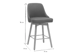 Taburetes de bar escandinavos giratorios 360° en tela azul pato y madera de haya maciza H65 cm (juego de 2) HASTA