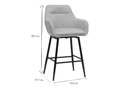 Taburetes de bar giratorios 360° en tela efecto terciopelo texturado beige y metal H65.5 cm (lote de 2) ALESS