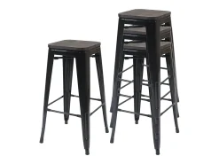 Taburetes de bar MCW-A73 (juego de 4), negro