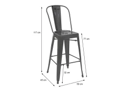 Taburetes de bar MCW-A73 metal (juego de 2), gris