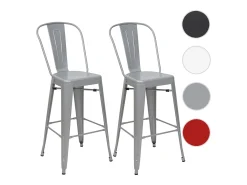 Taburetes de bar MCW-A73 metal (juego de 2), gris