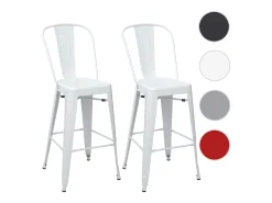 Taburetes de bar MCW-A73 metal (juego de 2), blanco