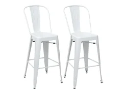 Taburetes de bar MCW-A73 metal (juego de 2), blanco