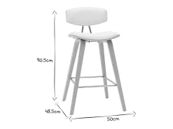 Taburetes de bar modernos blanco y madera clar A69 cm (lote de 2) VASCO
