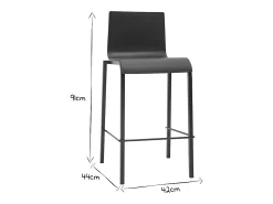 Taburetes de bar modernos apilables negros A65 cm (lote de 2) KUPA