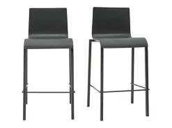 Taburetes de bar modernos apilables negros A65 cm (lote de 2) KUPA