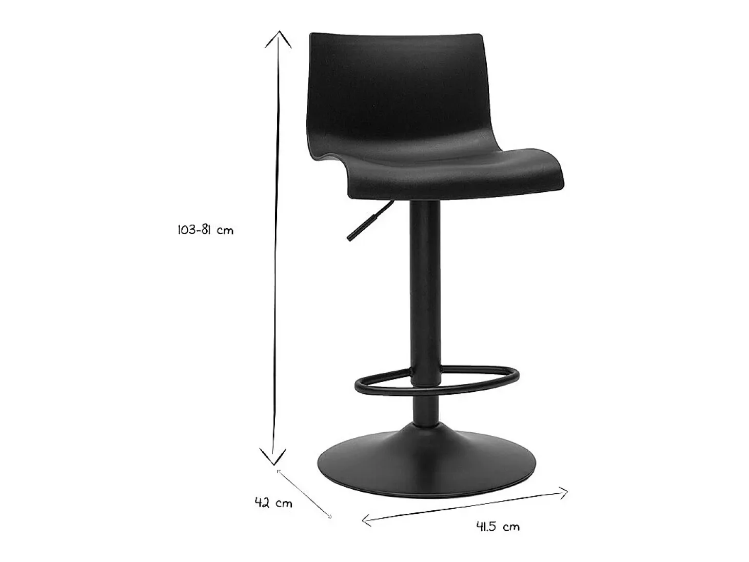 Taburetes de bar regulables en metal negro (lote de 2) ONA