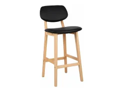 Taburetes de bar sintéticos con estructura de madera juego de 2 color negro 19_0000449