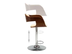 Taburetes de cocina 2 uds madera curvada cuero sintético crema