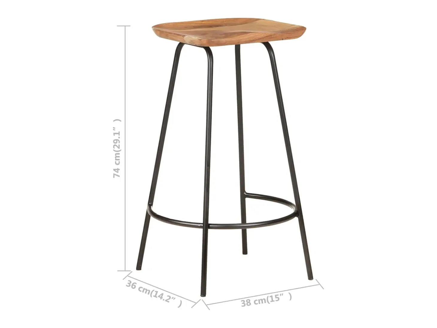 Taburetes de cocina 4 unidades madera maciza de acacia