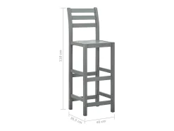 Taburetes de cocina 4 unidades madera maciza de acacia gris