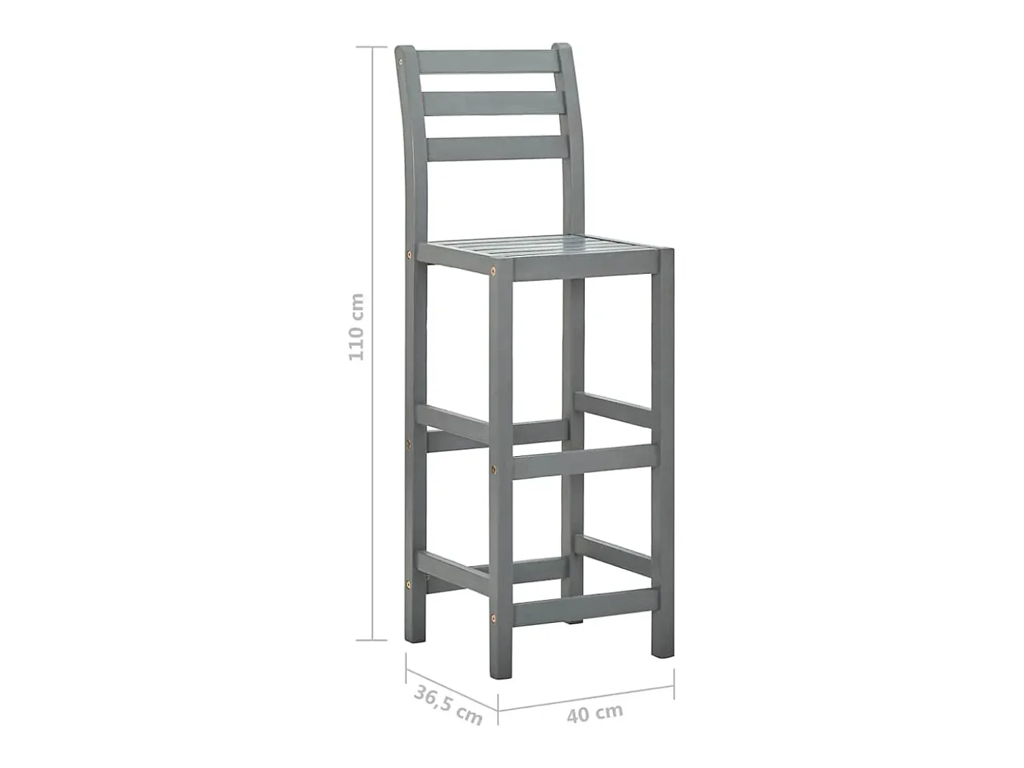Taburetes de cocina 4 unidades madera maciza de acacia gris
