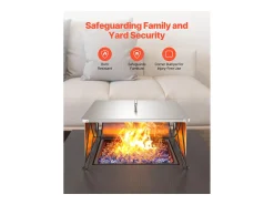 Tapa de Brasero SucceBuy de Acero Inoxidable, 64.5 x 64.5 x 37 cm, Deflector de Calor Exterior para Fogatas, Camping y Calefacción de Madera