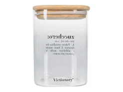 Tarro para azúcar de vidrio con tapa de bambú 10x10x14 Victionary