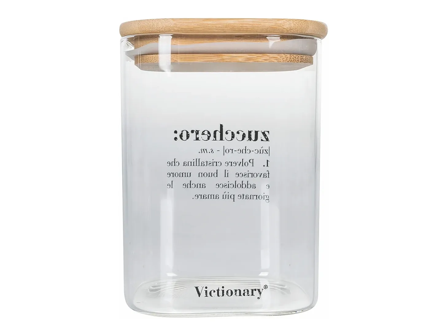 Tarro para azúcar de vidrio con tapa de bambú 10x10x14 Victionary