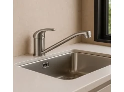 Théo mezclador de fregadero de acero inoxidable Essebagno