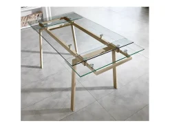 Tommy - Mesa extensible (140/200 x 80 cm) en cristal templado gris tórtola