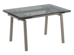 Tommy - Mesa extensible (140/200 x 80 cm) en cristal templado gris tórtola