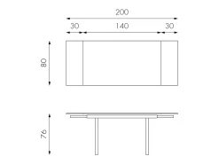 Tommy - Mesa extensible (140/200 x 80 cm) en cristal templado gris tórtola