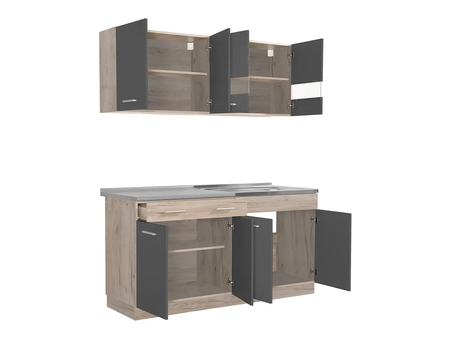 Unidad de cocina 160x84x60 cm gris