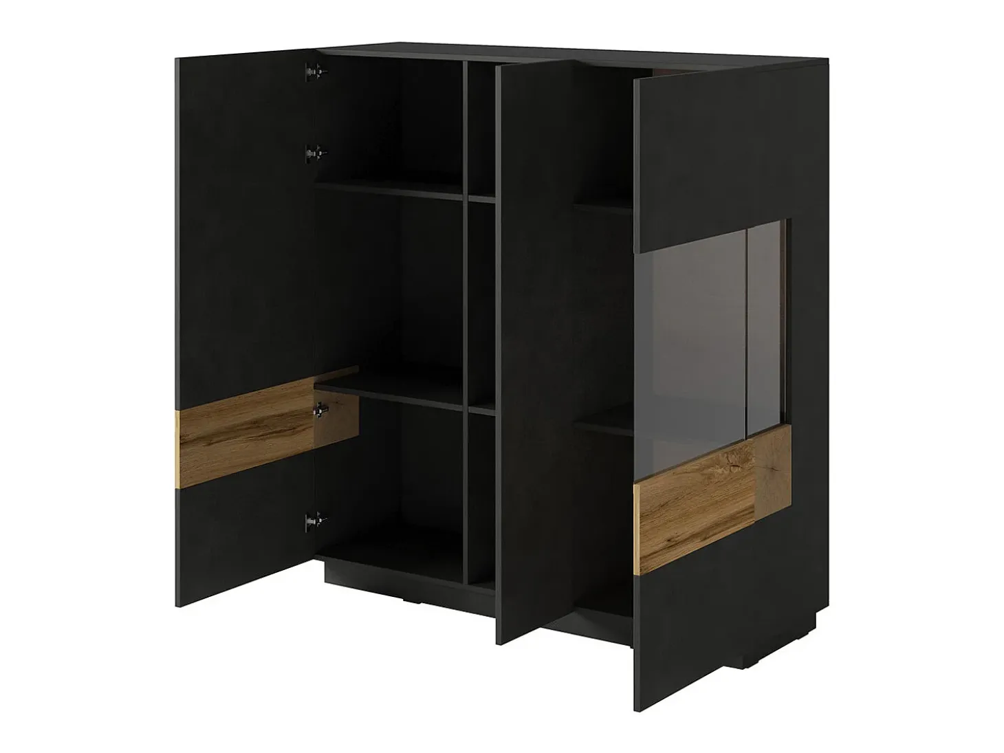 Vajillero 3 puertas Andrea Gris antracita y Madera