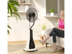 Ventilador con función de enfriamiento por agua, ventilador oscilante con nebulización, control remoto, 3 niveles de velocidad, tanque de 3 L