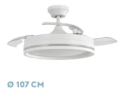 Ventilador Dc Cerrato Blanco Led 3 Temperaturas Con Memoria