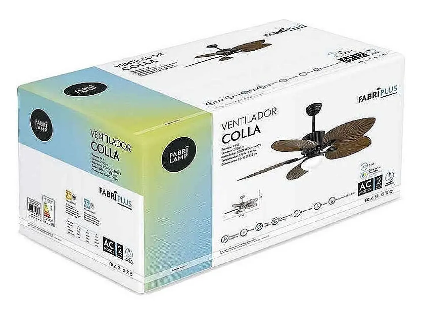 Ventilador Dc Colla Negro 5 Aspas Led Memoria De Color