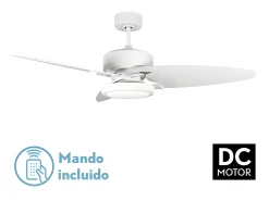 Ventilador Dc Cross Blanco Led Control Remoto Y Temporizador