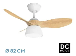 Ventilador Dc Cubico Blanco Haya Led 3 Posiciones Con Memoria