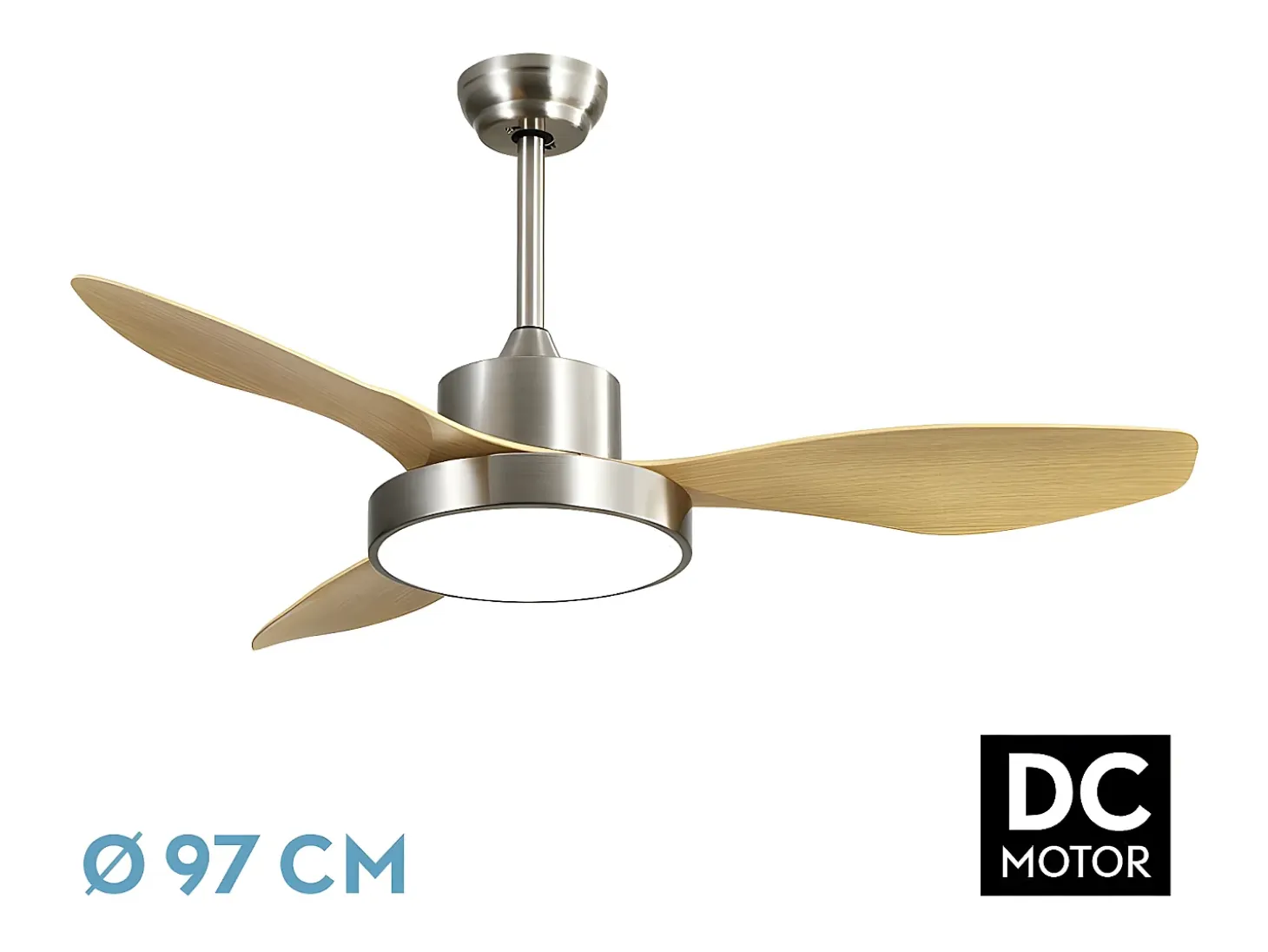 Ventilador Dc Hayate S Niquel Haya Led Integrado Cct Regulable