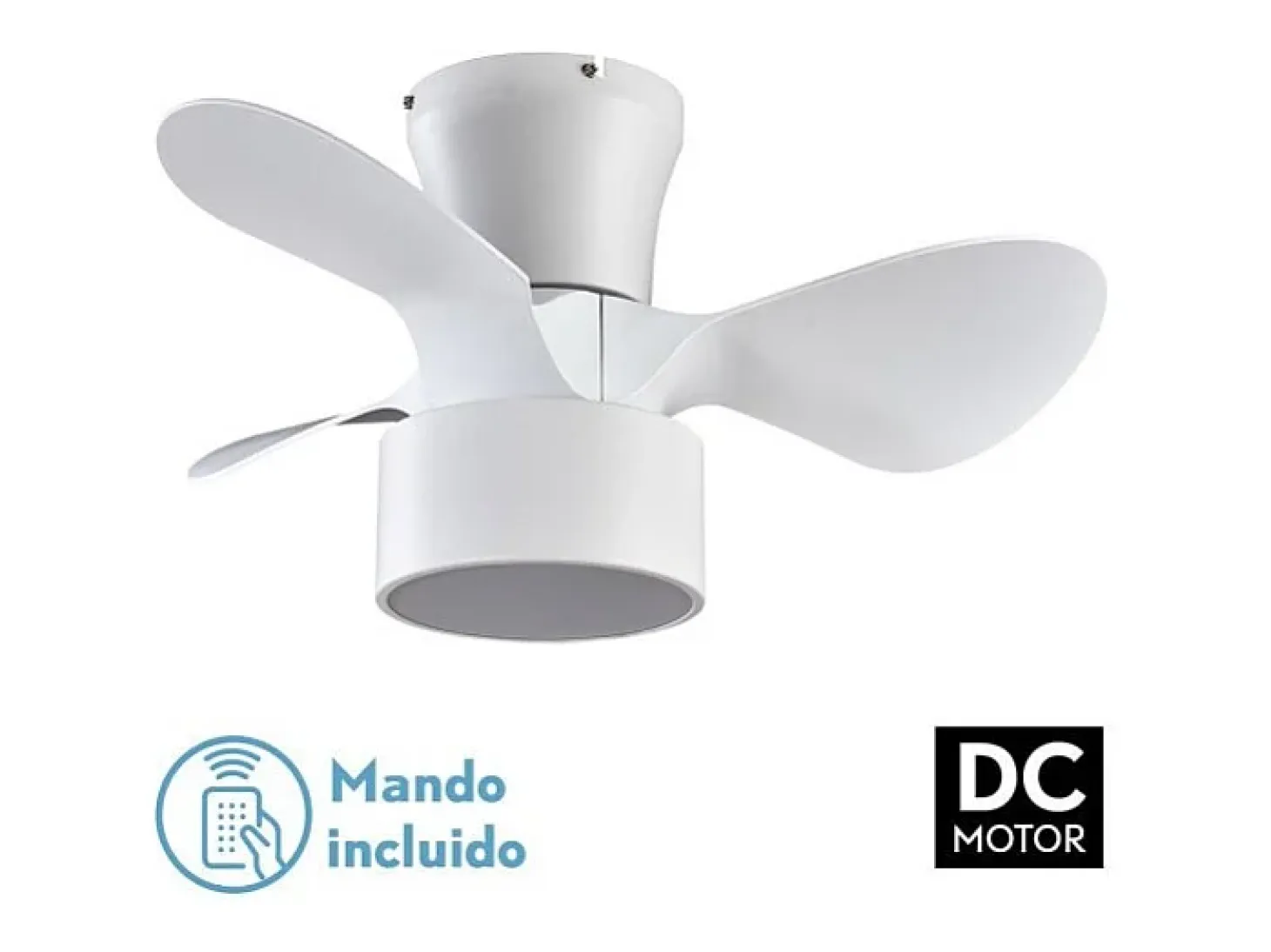 Ventilador Dc Kos Blanco Led 24w Mando A Distancia Con Temporizador