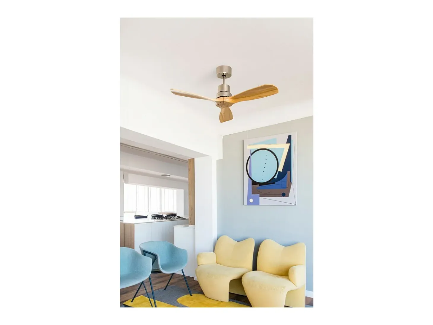 Ventilador Dc Mini Lantau S Niquel Pino Mando Distancia Funcion Inversa Faro