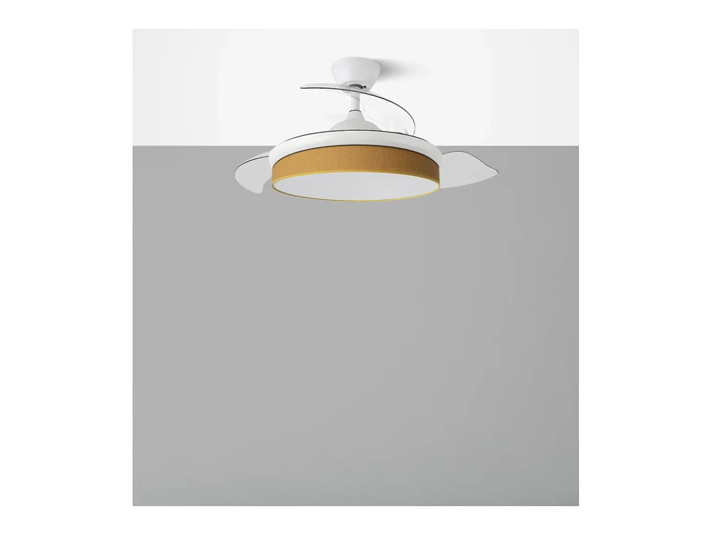 Ventilador DC Moda blanco/amarillo LED 91 cm con mando