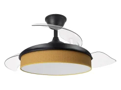 Ventilador DC Moda negro/amarillo LED 91 cm con mando