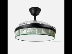 Ventilador DC Moda negro/hoja verde LED 108 cm con mando