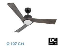Ventilador Dc Orinoco Negro Led Dimable Control Remoto