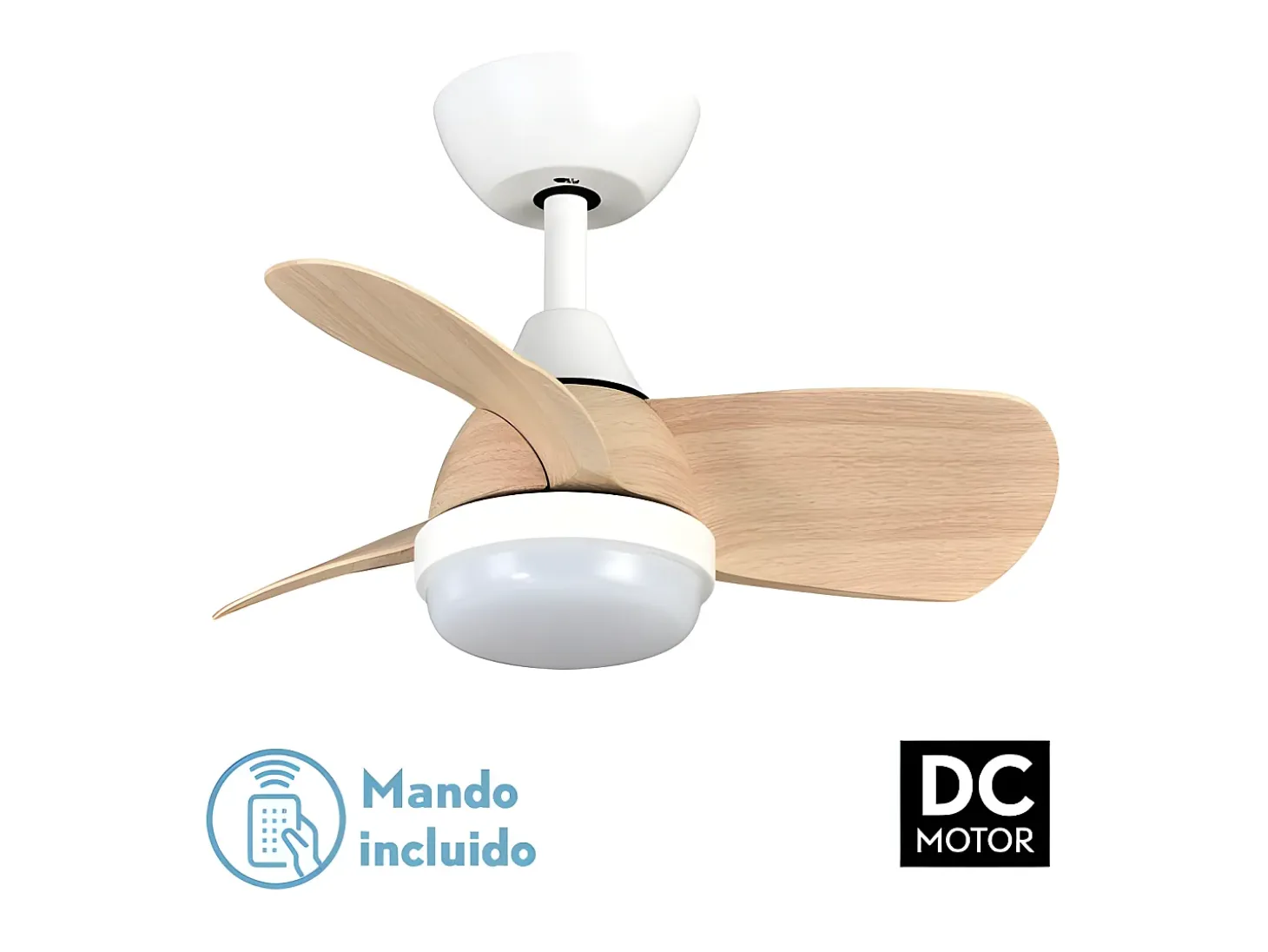 Ventilador Dc Pirdo Blanco Haya Led 24w Con 3 Temperaturas