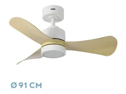 Ventilador Dc Zepelin Blanco Haya Led 3 Posiciones Control Remoto