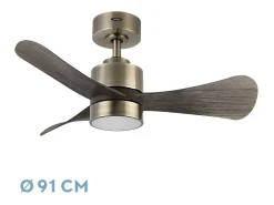 Ventilador Dc Zepelin Dorado Led 3 Posiciones Control Remoto