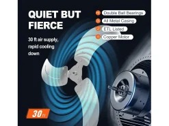 Ventilador de Pared Oscilante SucceBuy, 48cm, 4650 CFM, Negro, para Refrigerar Almacenes, Invernaderos, Talleres, Patios y Sótanos