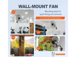 Ventilador de Pared Oscilante SucceBuy, 48cm, 4650 CFM, Negro, para Refrigerar Almacenes, Invernaderos, Talleres, Patios y Sótanos