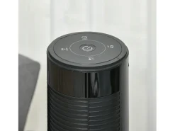 Ventilador de pedestal 3 velocidades, oscilación 70°, temporizador 12H, 4 modos, control remoto, acero, negro (31,5x31,5x117cm)