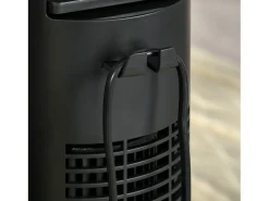 Ventilador de pedestal 3 velocidades, oscilación 70°, temporizador 12H, 4 modos, control remoto, acero, negro (31,5x31,5x117cm)