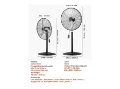 Ventilador de Pie Industrial SucceBuy, 3 Velocidades, 76 cm, Oscilante y Altura Ajustable