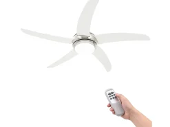 Ventilador de techo adornado con lámpara 128 cm blanco
